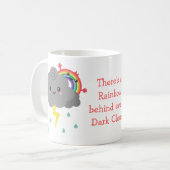 すべての暗雲の後ろのかわいい虹 コーヒーマグカップ (正面左)