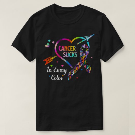 すべての最低色の矢印ハートで癌の戦いCanc Tシャツ (デザイン正面)