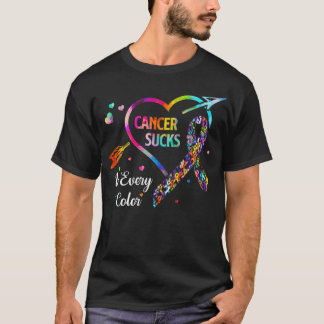 すべての最低色の矢印ハートで癌の戦いCanc Tシャツ