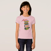 すべての本の虫のためのかわいく小さい本のフクロウ Tシャツ (正面フル)