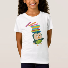 すべての本の虫のためのかわいく小さい本のフクロウ Tシャツ