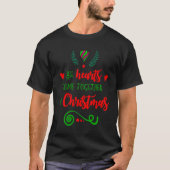 すべての来ハートがクリスマス時に一緒にユニセックス Tシャツ (正面)