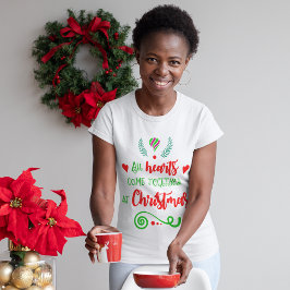 すべての来ハートが一緒にクリスマス女子の Tシャツ