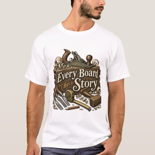 すべての板には物語がある 木工職人Tシャツ Tシャツ (正面)