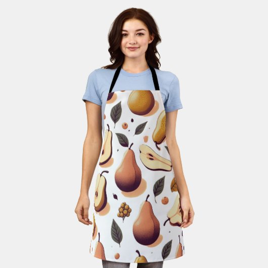 すべての梨パターン エプロン (着用した状態)