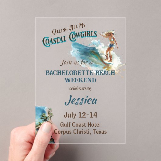 すべての沿岸女性のカーボーイバチェロレッテの呼び出し アクリル招待状 (インサイチュ (ポータブル))