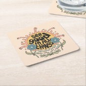 すべての物事の良さを参照Hippieグラフィック スクエアペーパーコースター (アングル)