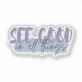 すべての物事の良さを見る感動的引用文パステル シール (正面)