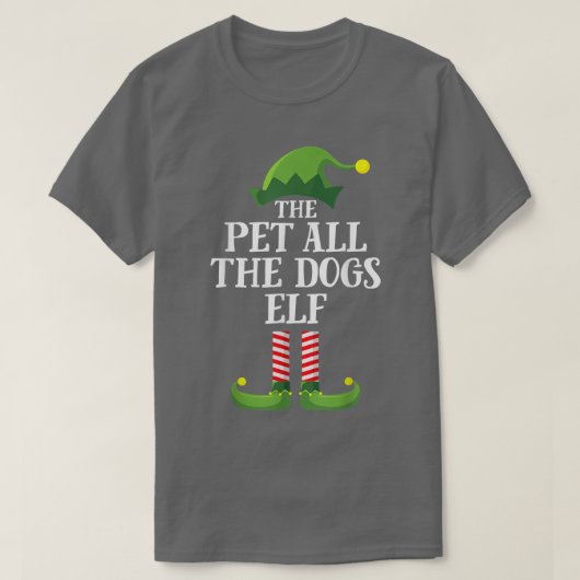 すべての犬が好きなエルフの家族とお揃いのクリスマスパジャマ Tシャツ (デザイン正面)