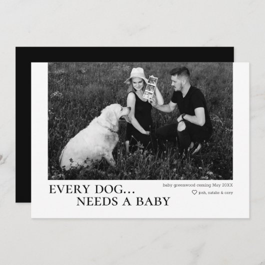 すべての犬はベビー妊娠告知カードを必要とする シーズンカード (正面/裏面)