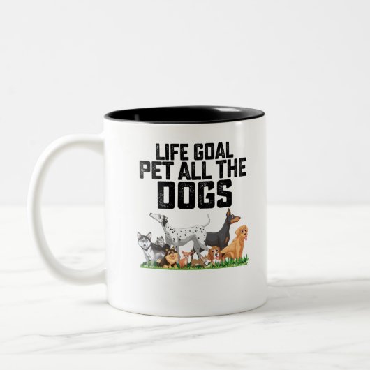 すべての犬をなでるのが人生の目標 ツートーンマグカップ (左)