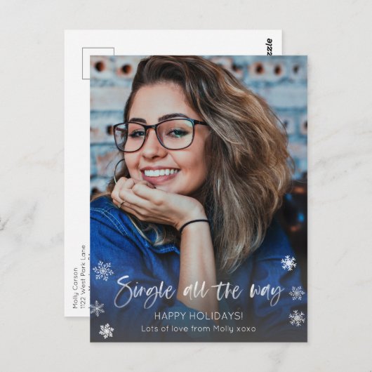 すべての独身の方法、女の子または男のクリスマスの写真 ポストカード (正面/裏面)