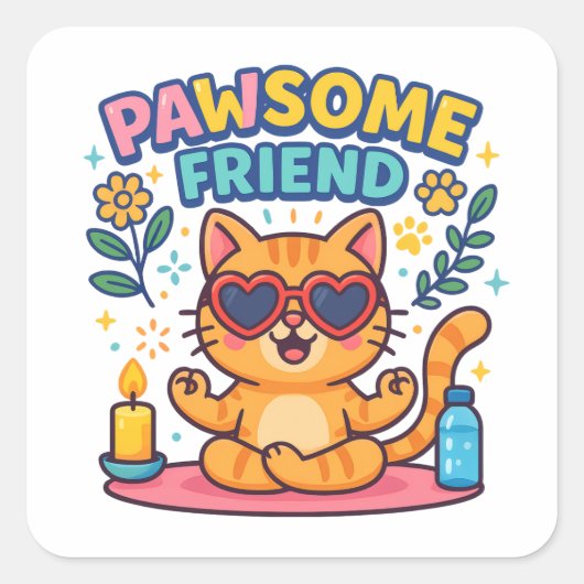 すべての猫は愛されるべきだから Pawsome Friend スクエアシール (正面)