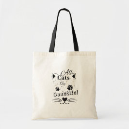 すべての猫は美しい – シンプルかわいい猫デザイン トートバッグ