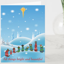 すべての生き物の宗教的星 犬 動物の休日のグリーティングカード