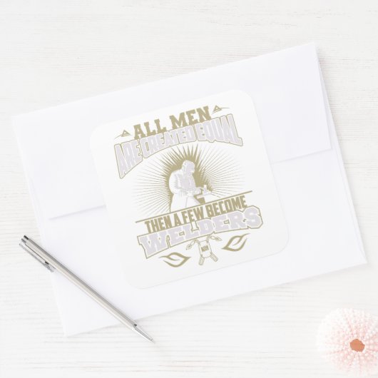 すべての男性はEqual Weldersステッカーを作成される スクエアシール (封筒)