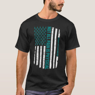 すべての痛みは物理的なPTSD認識度ティール(緑がかった色)Ribbo Tシャツ