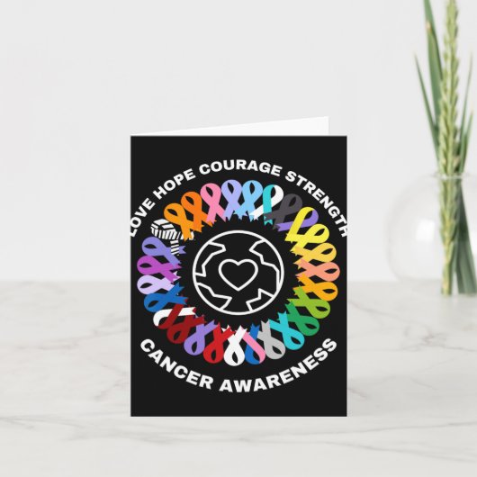 すべての癌が問題認識度すべての色のリボン カード (正面)