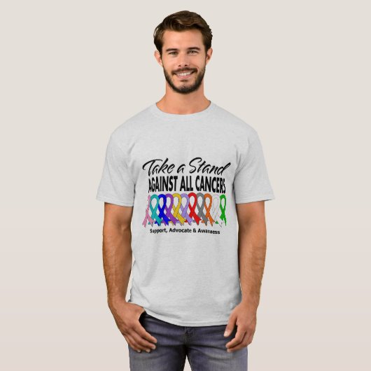 すべての癌に対する立場を取って下さい Tシャツ (正面フル)