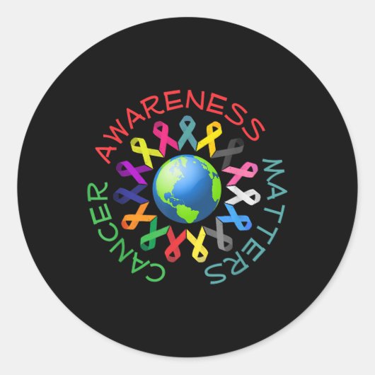 すべての癌のリボンすべての癌認識度 ラウンドシール (正面)