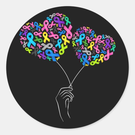 すべての癌の問題認識度すべての癌リブと戦う ラウンドシール (正面)