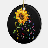 すべての癌の問題認識度日リボンサンフラワー セラミックオーナメント (左)