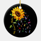 すべての癌の問題認識度日リボンサンフラワー セラミックオーナメント (裏面)