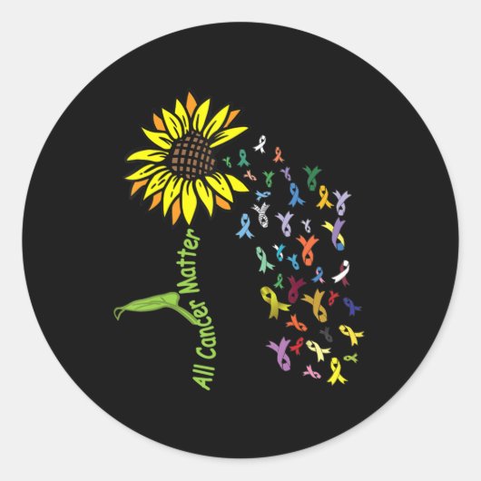 すべての癌の問題認識度日リボン ラウンドシール (正面)