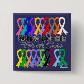 すべての癌の治療のために一緒にバンディング 缶バッジ (正面)