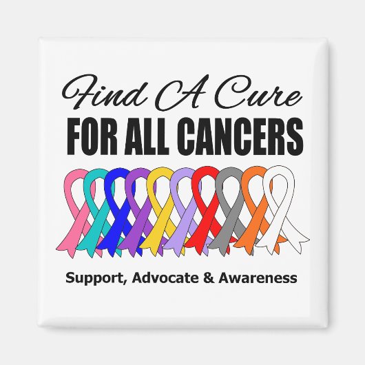 すべての癌の治療リボンを見つける マグネット (正面)
