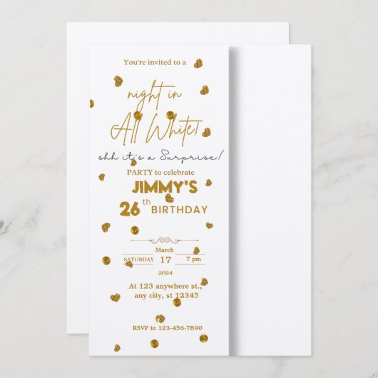 すべての白い事件の驚き 招待状 (正面/裏面)