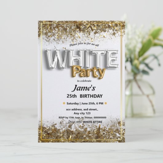 すべての白い問題またはパーティの招待状 招待状 (スタンド正面)