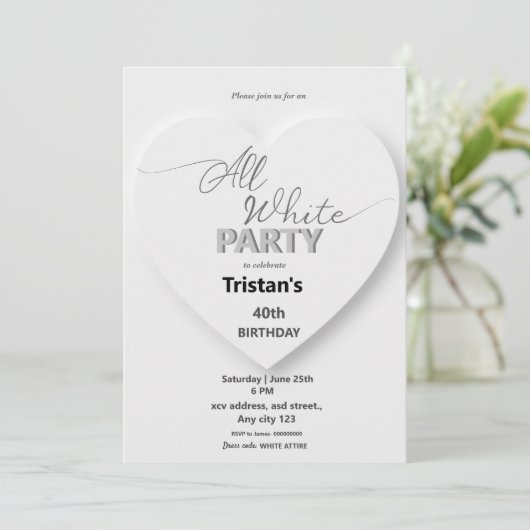 すべての白い問題またはパーティの招待状 招待状 (スタンド正面)
