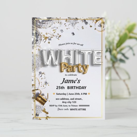 すべての白い問題またはパーティの招待状 招待状 (スタンド正面)