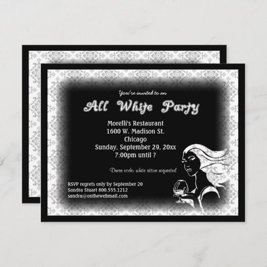 すべての白い装いのテーマのパーティの招待状 招待状 (正面/裏面)