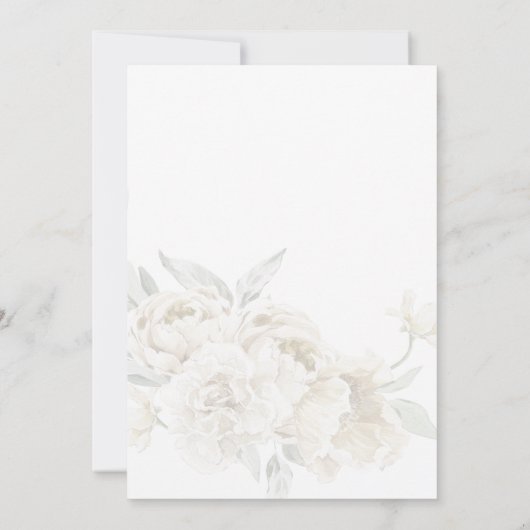 すべての白い誕生日パーティシルバーホワイトフローラ 招待状 (裏面)