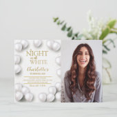 すべての白い誕生日パーティー白い写真の夜 招待状 (スタンド正面)