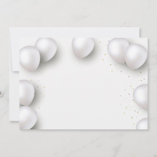 すべての白い誕生日パーティー白い写真の夜 招待状 (裏面)