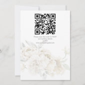 すべての白い銀フレーム白いフローラ結婚 招待状 (裏面)