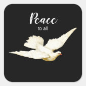 すべての白い鳩のクリスマスグリーティングバードへの平和 スクエアシール (正面)