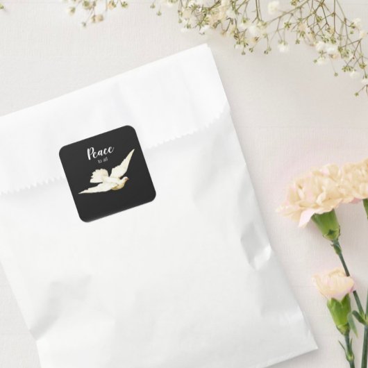 すべての白い鳩のクリスマスグリーティングバードへの平和 スクエアシール