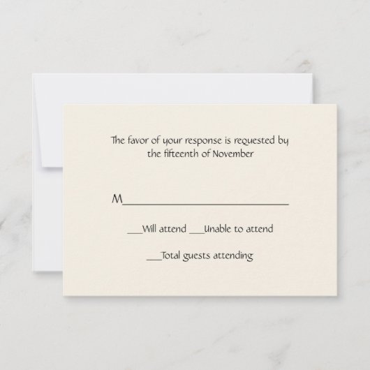 すべての目的のアイボリー応答カード 出欠カード (正面)