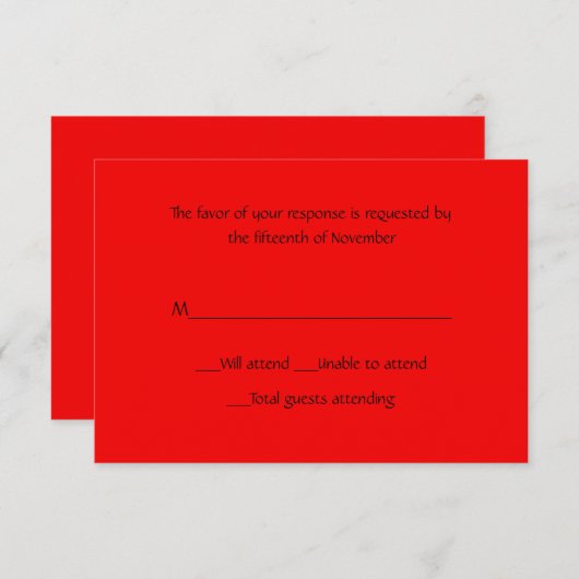 すべての目的の赤い応答カード 出欠カード (正面/裏面)