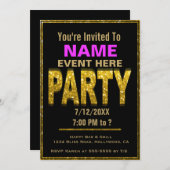 すべての目的 |招待状 |金ゴールドGlam 招待状 (正面/裏面)