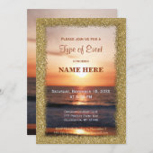 すべての目的 |金ゴールド砂/日没 招待状 (正面/裏面)