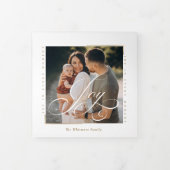 すべての瞬間に喜び　エレガントなスクリプト　フォトコラージュ 三つ折りクリスマスカード (カバー)