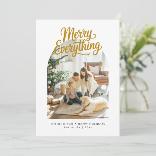 すべての瞬間を現代的にアーチ写真でクリスマスカード シーズンカード (スタンド正面)