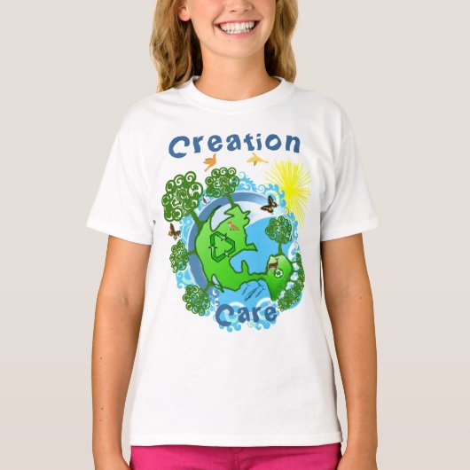 すべての神の創造物と共にある地球への思いやり ベビーTシャツ (正面)