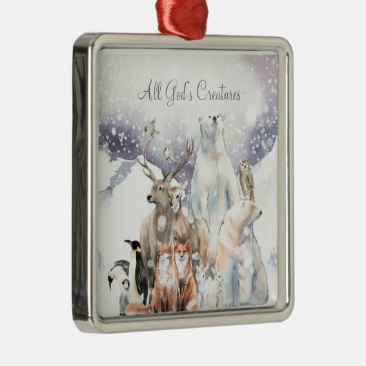 すべての神の生き物の休日感動的スクリプト メタルオーナメント (右)