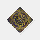 すべての神秘的な目の金ゴールドオンネブラスカイ スタンダードカクテルナプキン (角)